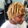 Bleach and Tone locs & retwist (double process loc color service)