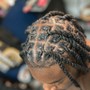 Two Dutch/French braids on natural hair