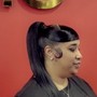 Ponytail with Swoop or Chinese Bang