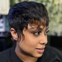 Pin Curl Ponytail with Bangs