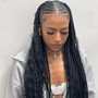 Cornrows/boho half and half feed in