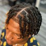 Two Dutch/French braids on natural hair