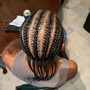 Big / feedin cornrow pony tail w/design parts