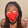 Box braids with curls at the end