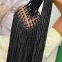 Half conrow in front, Half knotless braid in the back, medium size waist length