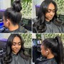 Pin Curl Ponytail with Bangs