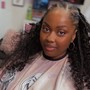 Stitched Feed-in braids in the front PARTIAL SEW-IN in the back