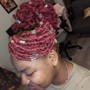 Faux locs (with synthetic hair extensions)