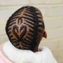 Pony tail (all up) cornrows with hairpiece