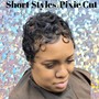 Pixie Cut with Style or Waves Curls