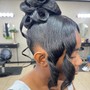 Ponytail with drawstring, ponytail or bonded tracks