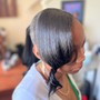 Sleek ponytail with added hair