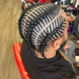 Cornrows with added braiding hair