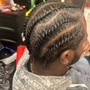 Cornrows with added braiding hair