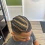 Men’s cornrows (less than half head of hair)