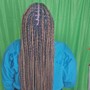 Half conrow in front, Half knotless braid in the back, medium size waist length