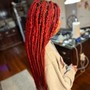 Knotless Braids over Locs (waist length)