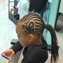 Braids into ponytail w\weave