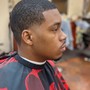 Young adults haircut with face.