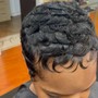 Relaxer Retouch (Back & sides at/above temple), Shampoo and Style(natural top)