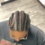 Big feed in braids into a bun