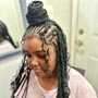 Boho Box Braids With Styled Cornrows