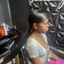 Sleek ponytail with swoop bang