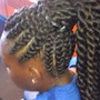 Ghana Braids( lemonade, ponytail,2 rows cornrows)