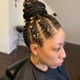 Ghana Braids( lemonade, ponytail,2 rows cornrows)