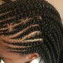 Ghana Braids( lemonade, ponytail,2 rows cornrows)