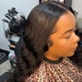 Sleek frontal ponytail on relaxed hair