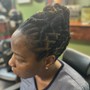 Loc wash twist and style: 1/2 head locs on top/rear of head