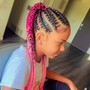 Cornrows with hair extensions added