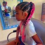 Cornrows with hair extensions added