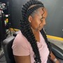 Tribal cornrows w/ Knotless braids in back