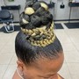 1/2  up half down Fulani/ Tribal  Braiids w/ sew in back