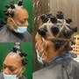 Bantu Knots With Small Braids And Crochet Hair