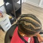 Men’s cornrows (less than half head of hair)