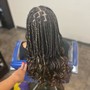 Knotless braids, top cornrow braids with individual knotless in the back, Boho braids