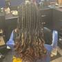 Knotless braids, top cornrow braids with individual knotless in the back, Boho braids