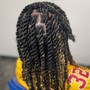 Twists adding in kinky or braiding hair