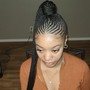 French braid n front weave in back