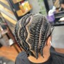 Cornrows w/ Natural Hair 3-4 Braids