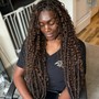 Boho locs ( distressed locs + curls through out )