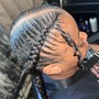 2 cornrows braided to the back or off the side