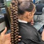 Updo jumbo braids ponytail