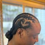 Updo cornrows with weave sew in