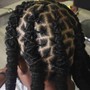 Half feed-ins half knotless braids