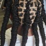 Half feed-ins half knotless braids