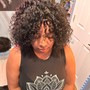 Sleek curly updo ponytail w/ bang leave out